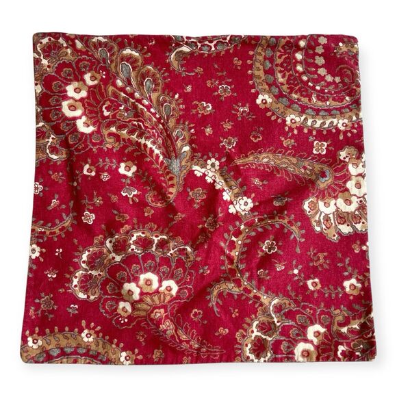 Pottery Barn Chalet Paisley 20" Pillow Cover Sham Cotton Linen Red Floral - Picture 1 of 4